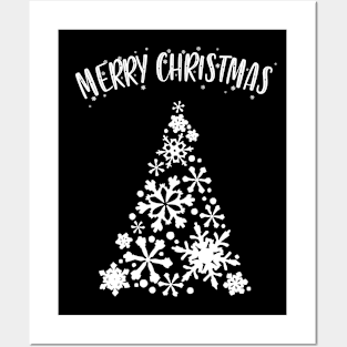 Merry Christmas Tree Snow Posters and Art